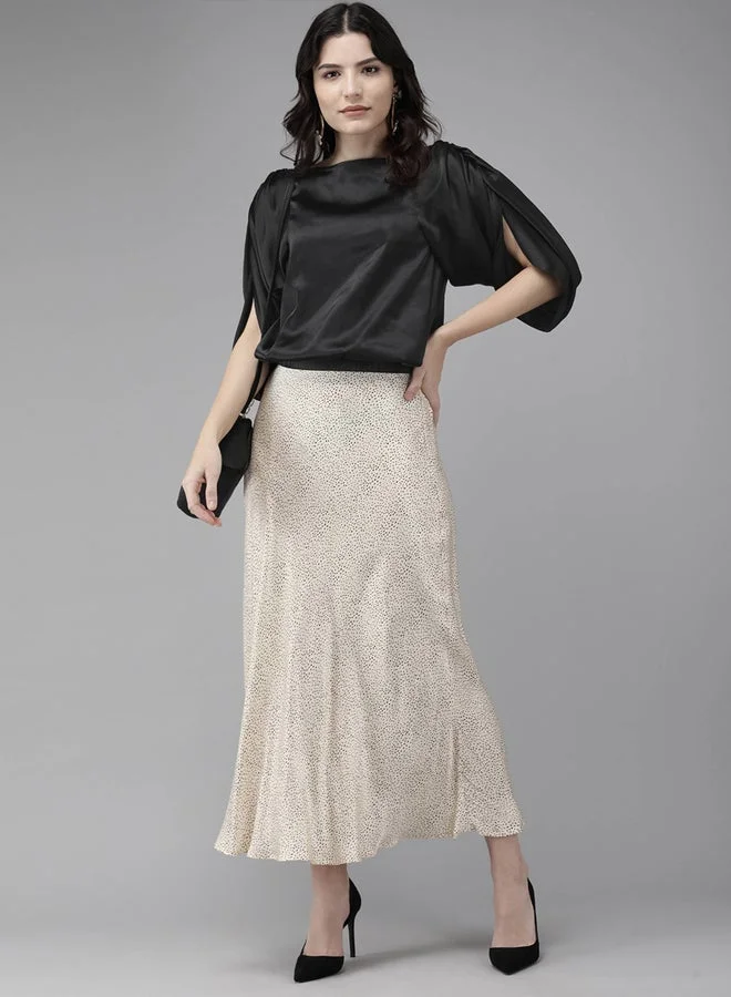 Mish Satin Boat Neck Top with Slit Sleeves